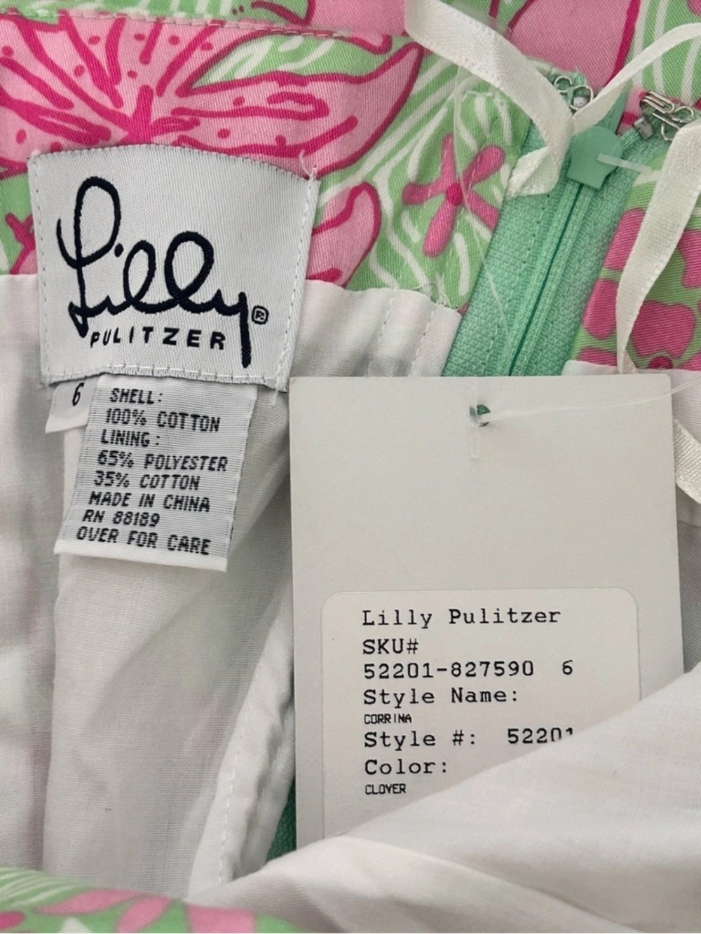 Lilly Pulitzer | Corrina Dress Size 6 Green Clover Strapless Cotton - Picture 14 of 14